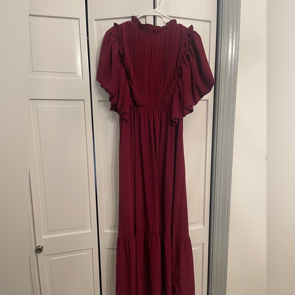 maroon maxi dress